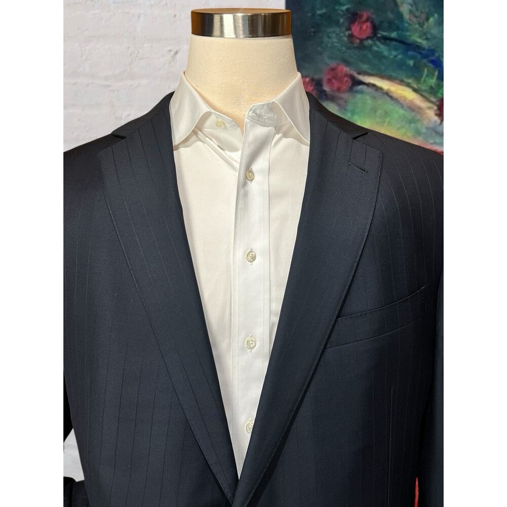 Ermenegildo Zegna Su Misura ROM 50L 44x31 Dark Blue Stripe Suspenders Soltex - Picture 5 of 16